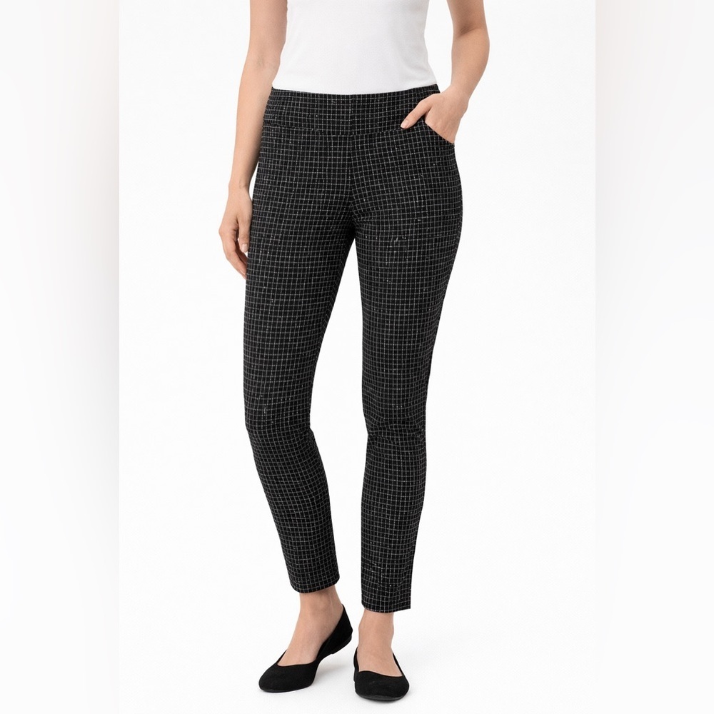 Nanette Lepore Black Grid Skinny Pants Minimalist Clean Girl Chic Women’s Small